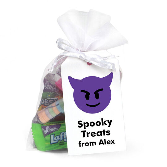 Emoji Halloween Devil Hanging Gift Tags with Organza Bags